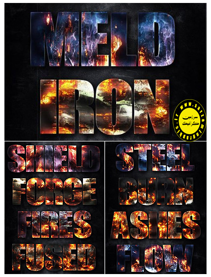 دانلود ۱۶ عدد تصویر به صورت لایه باز با موضوع استایل با افکت آتش، گدازه آتش، سوخته از گرافیک ریور - GraphicRiver Fire Fo