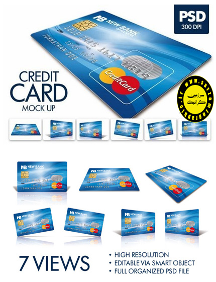 دانلود mockup لایه باز با عنوان کارت اعتباری - CM Plastic Credit Card Mockup