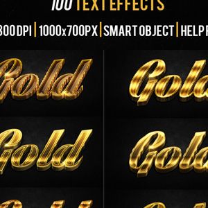 دانلود ۱۰۰ عدد تصویر به صورت لایه باز به همراه افکت های طلایی درخشان از گرافیک ریور - GraphicRiver 3D Shiny Gold Text Ef