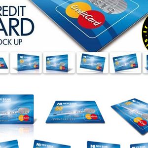 دانلود mockup لایه باز با عنوان کارت اعتباری - CM Plastic Credit Card Mockup