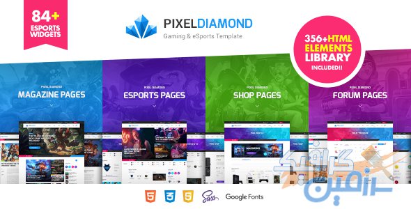 دانلود قالب سایت Pixel Diamond – چند منظوره گیمینگ و eSports