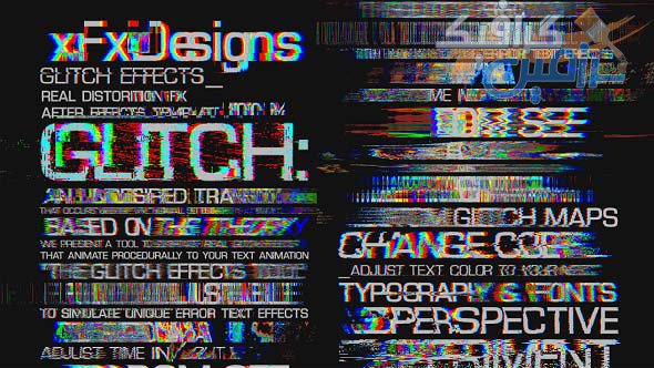 دانلود پروژه افتر افکت Glitch Text Effects Toolkit + 30 عنوان انیمیشنی