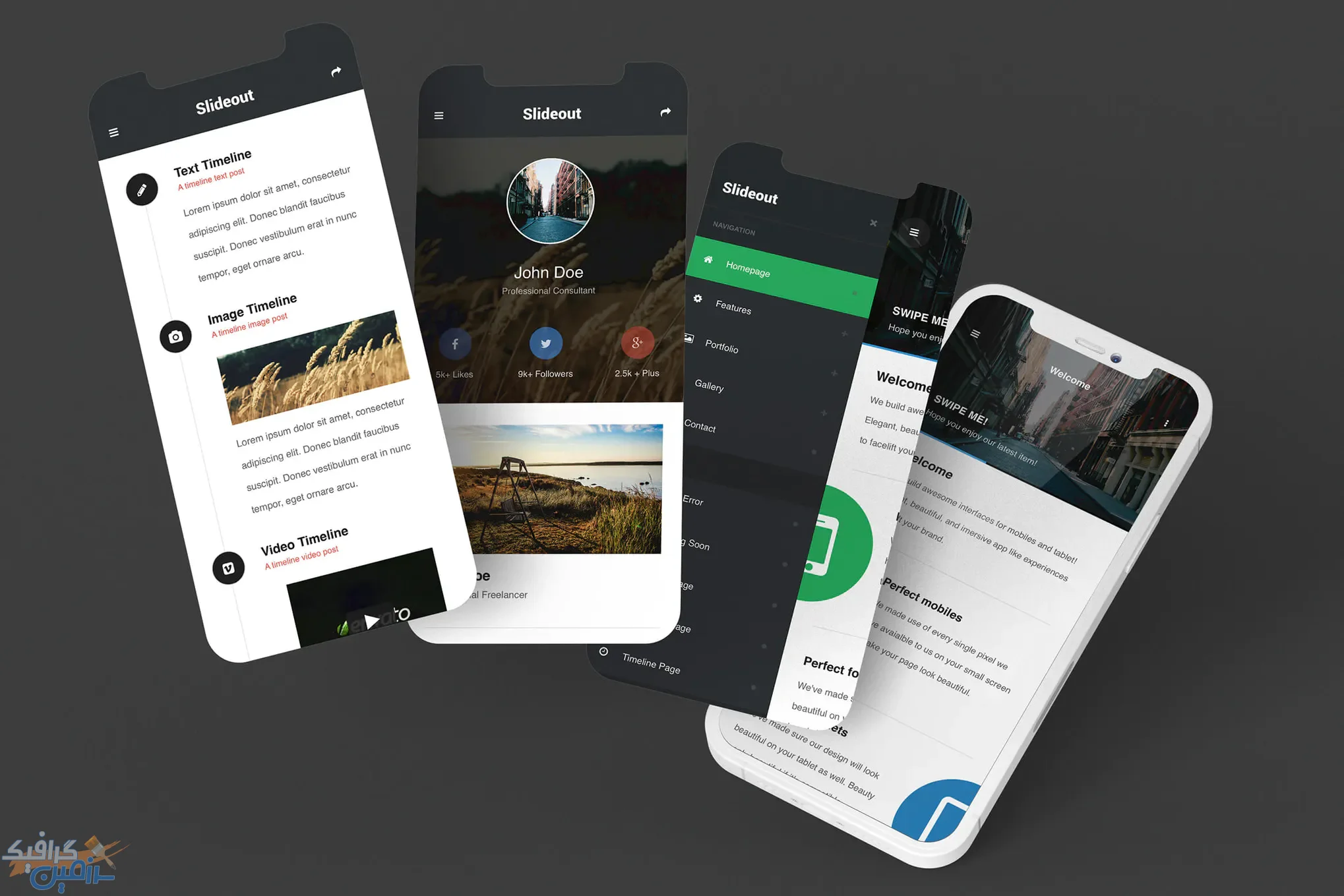 دانلود قالب سایت Slideout – قالب موبایل مدرن و حرفه ای HTML