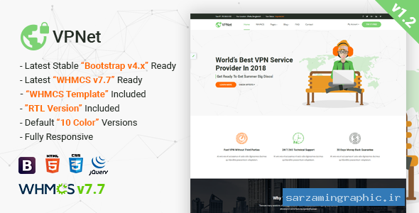 قالب سایت هاستینگ VPNet نسخه 1.1 راست چین