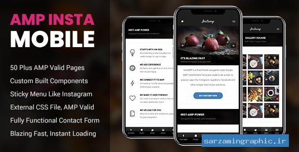 قالب موبایلی سایت AMP Insta Mobile - Mobile Google AMP Template