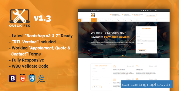 قالب سایت خدمات QuickFix نسخه 1.3 راست چین