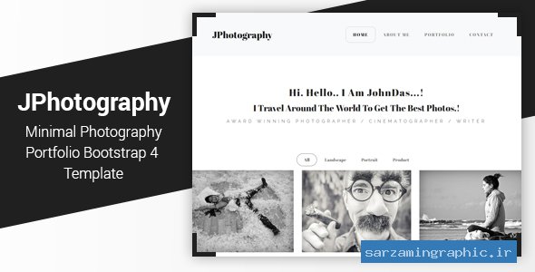 قالب سایت مینیمال نمونه کار عکاسی JPhotography نسخه 1.0