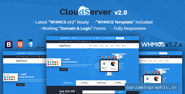 قالب سایت هاستینگ CloudServerr نسخه 1.9