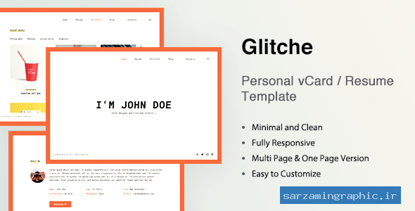 قالب سایت رزومه GLITCHE