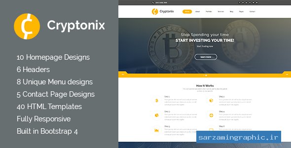 قالب سایت Cryptonix - Cryptocurrency and Mining HTML Template