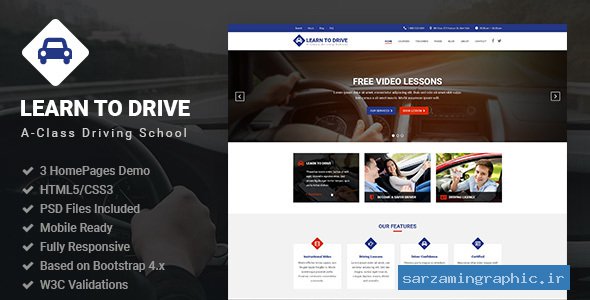 قالب سایت آموزشگاه رانندگی LearnToDrive