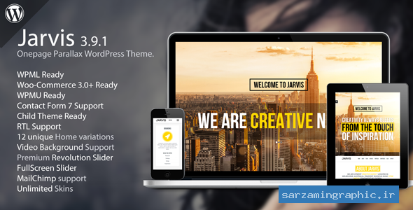 قالب تک صفحه‌ای و پارالاکس وردپرس Jarvis نسخه 3.9.1 راست چین