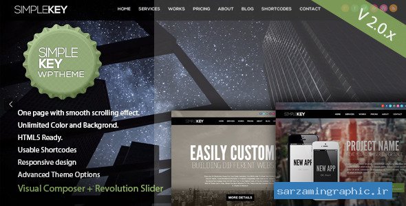 قالب تک صفحه ای وردپرس SimpleKey نسخه 2.5.4