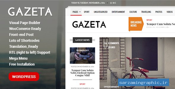 قالب وردپرس مجله Gazeta نسخه 1.3 راست چین