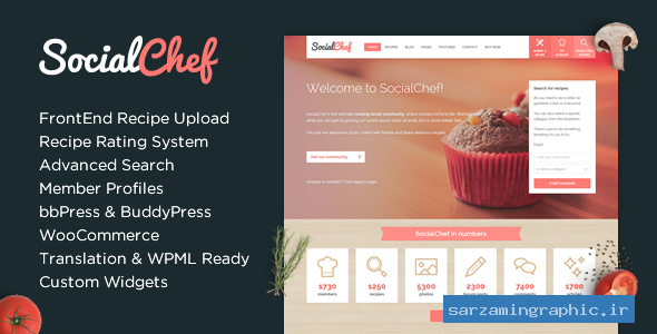 قالب وردپرس دستور غذا SocialChef نسخه 1.29.1 راست چین