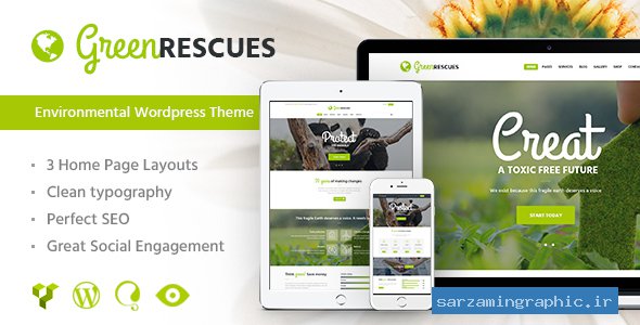 قالب وردپرس محیط زیست Green Rescues نسخه 1.3