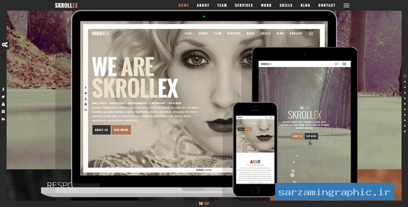 قالب تک صفحه ای و پارالاکس وردپرس Skrollex نسخه 2.3