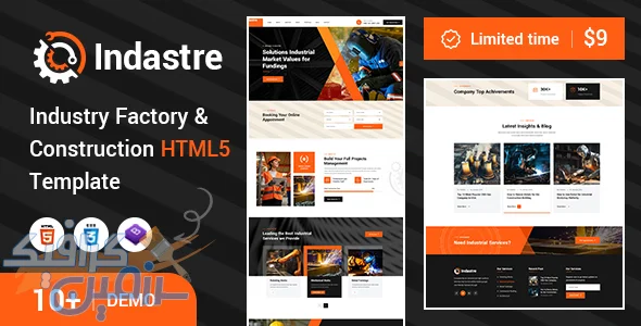 دانلود قالب HTML5 Indastre - نسخه کامل و آماده برای صنایع، کارخانه‌ها و ساخت و ساز