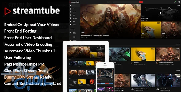 دانلود قالب ویدئویی وردپرس StreamTube v3.2 برای ساخت وبسایت های حرفه ای ویدیویی