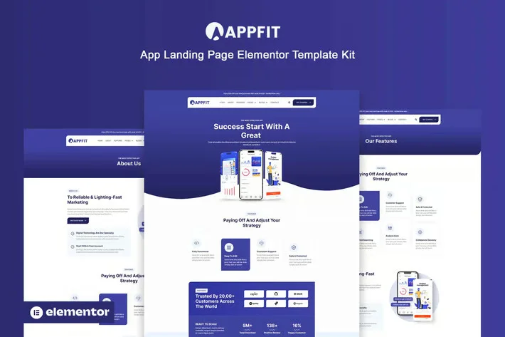 دانلود قالب صفحه فرود معرفی اپلیکیشن وردپرس Appfit