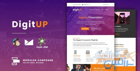 دانلود قالب سایت Digitup – قالب ایمیل و خبرنامه چند منظوره HTML