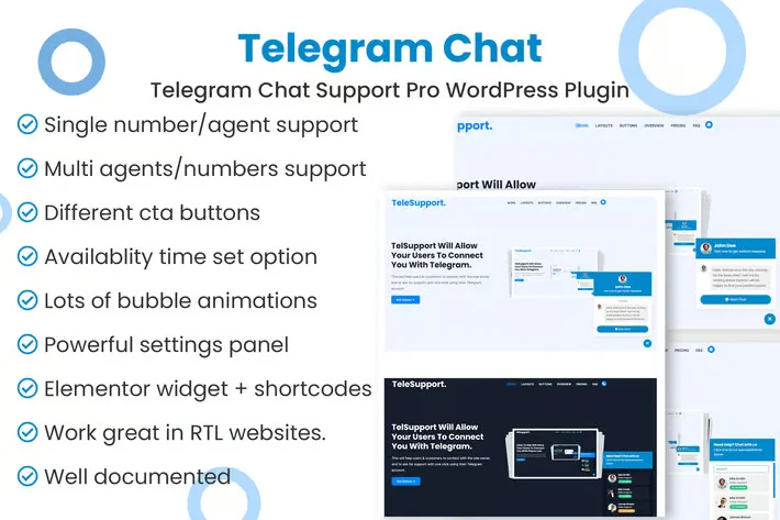 افزونه پشتیبانی تلگرام وردپرس Telegram Chat Support Pro