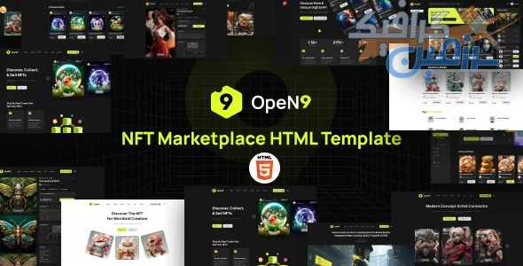 دانلود قالب HTML Open9 - نسخه کامل بازارچه NFT برای ساخت سایت فروش آثار هنری دیجیتال