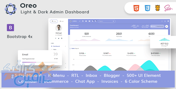 دانلود قالب مدیریت Oreo – قالب بوت استرپ ۴ داشبورد و ادمین حرفه ای