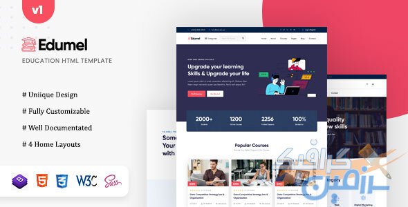 دانلود قالب سایت Edumel – قالب آموزش و دوره آنلاین HTML
