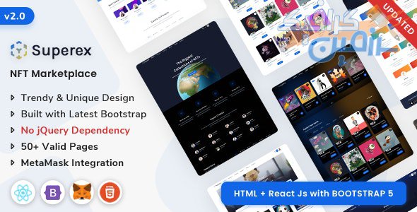 دانلود قالب سایت Superex – قالب مارکت NFT مدرن HTML و React Js