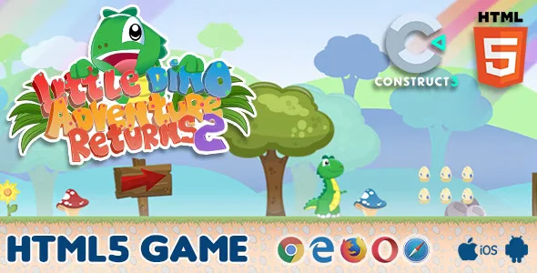 دانلود بازی HTML5 متن باز Little Dino Adventure Returns 2