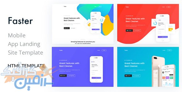 دانلود قالب سایت Faster – قالب صفحه فرود معرفی اپلیکیشن HTML