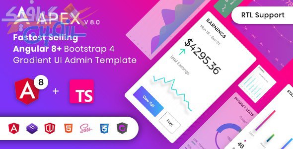 دانلود قالب مدیریت سایت Apex – قالب Angular 8 بوت استرپ ۴ و HTML مدیریت
