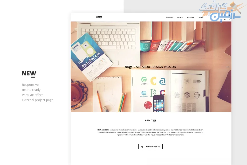 دانلود قالب سایت NEW – قالب خلاقانه تک صفحه ای HTML