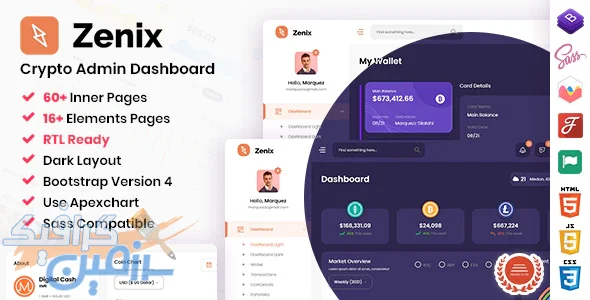 دانلود قالب مدیریت Zenix – قالب داشبورد راست چین کریپتو زنیکس