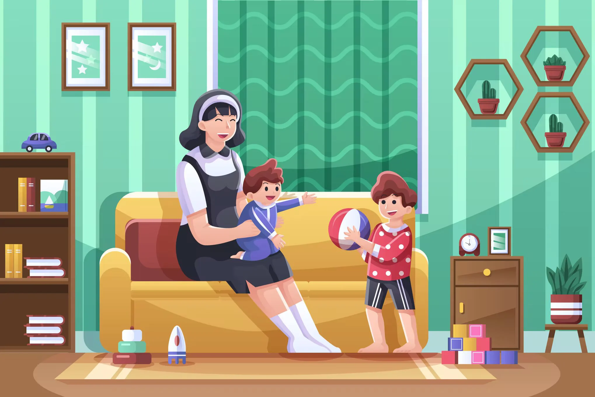 دانلود وکتور لایه باز Babysitter Illustration