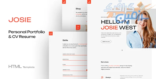 دانلود قالب پورتفولیو شخصی Josie نسخه کامل HTML برای طراحان و توسعه‌دهندگان