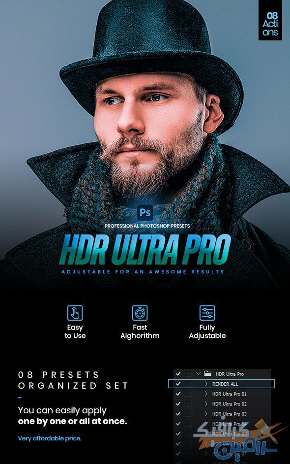 دانلود اکشن فتوشاپ ۰۸ HDR Ultra Pro