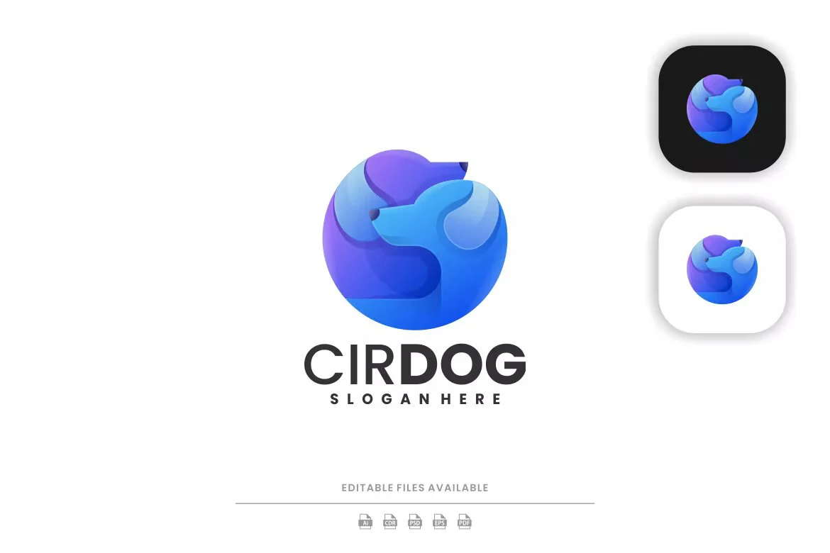 دانلود لوگو آماده و لایه باز Circle Dog Gradient Logo