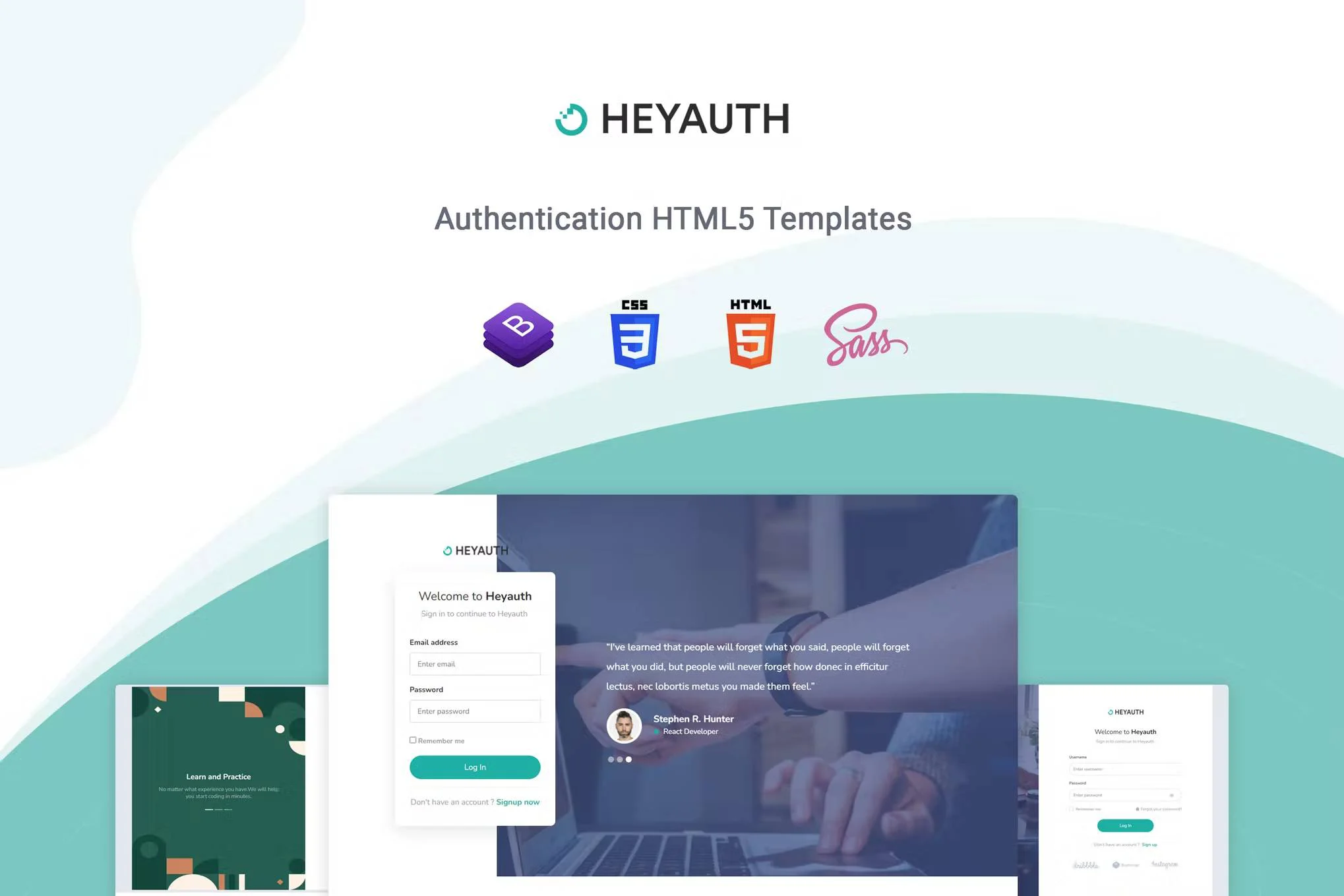 دانلود قالب سایت Heyauth – قالب صفحات احراز هویت HTML5