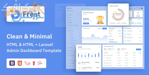 دانلود قالب سایت Frest – قالب مدیریت و داشبورد HTML و Laravel