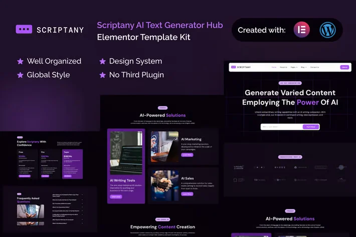 دانلود قالب و کیت المنتور هوش مصنوعی وردپرس Scriptany