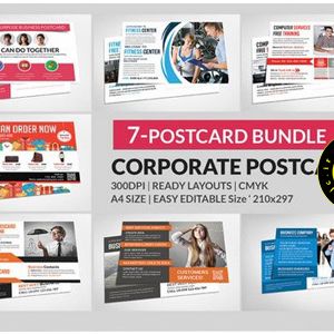 دانلود تصاویر به صورت لایه باز با موضوع بروشورهای تجاری بسیار متنوع - CM Corporate Postcard Bundle