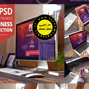 دانلود چندین تصویر لایه باز با موضوع قالب پیش نمایش و mockup لپ تاپ، تبلت و کامپیوتر - CM 20 PSD Mockup Bundle Business