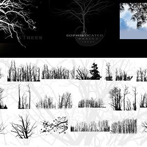 دانلود براش به صورت لایه باز با موضوع درختان بسیار متنوع برای فتوشاپ - Rons Trees Photoshop Brushes