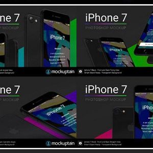 دانلود mockup لایه باز آیفون ۷ در زاویه های متفاوت - CM Iphone 7 Mockup Black Full Pack