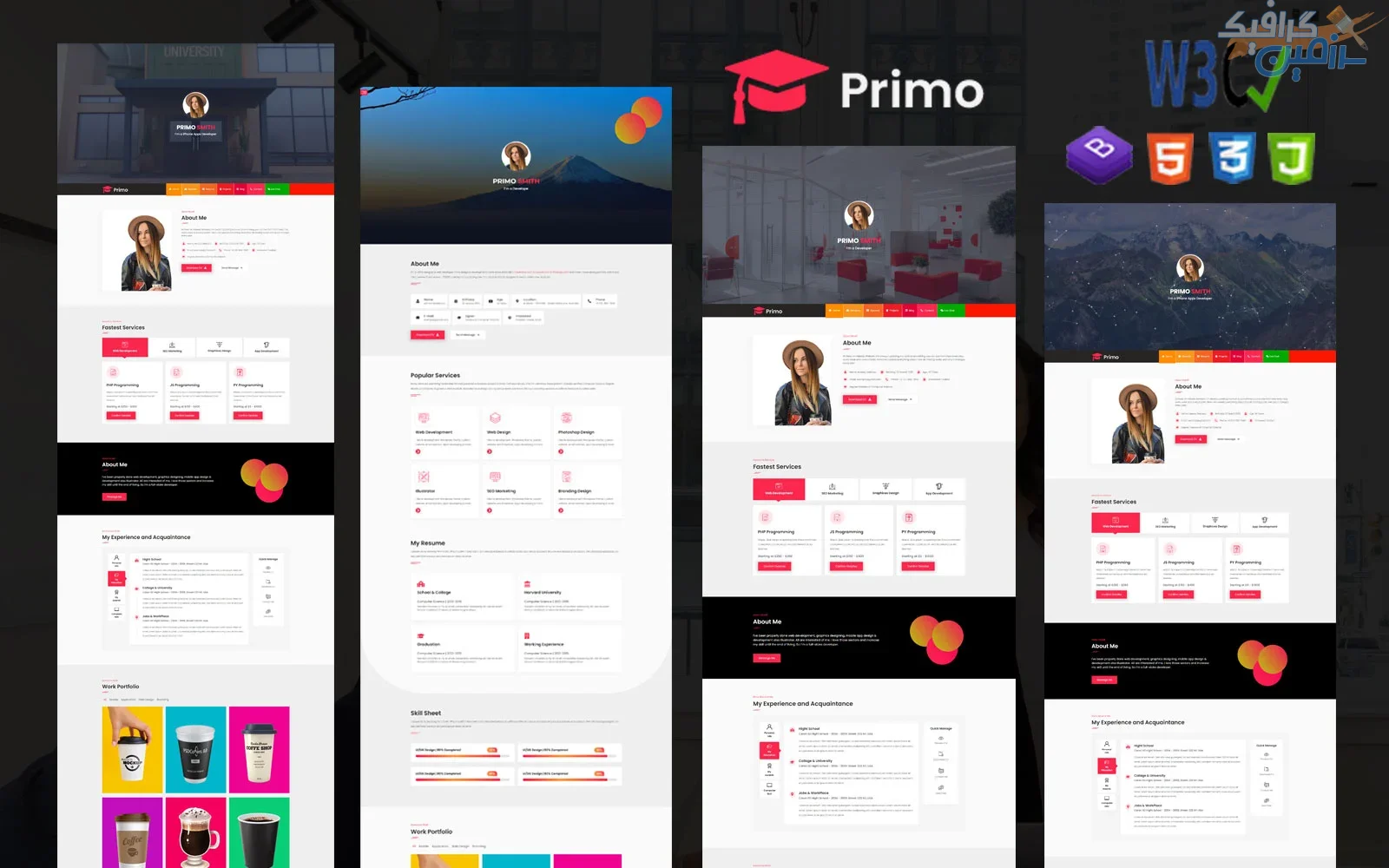 دانلود قالب HTML5 نمونه کار و رزومه شخصی Primo