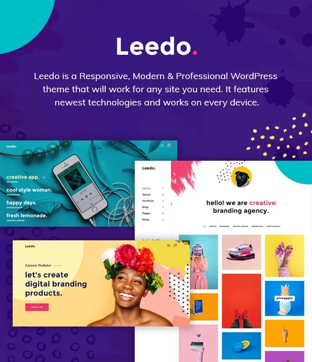 دانلود قالب سایت Leedo – قالب نمونه کار مدرن و خلاقانه HTML5