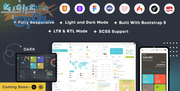 دانلود رایگان Ra-admin v1.0: قالب کامل داشبورد مدیریتی با Bootstrap، Laravel، Figma و سایر فریمورک‌های PHP