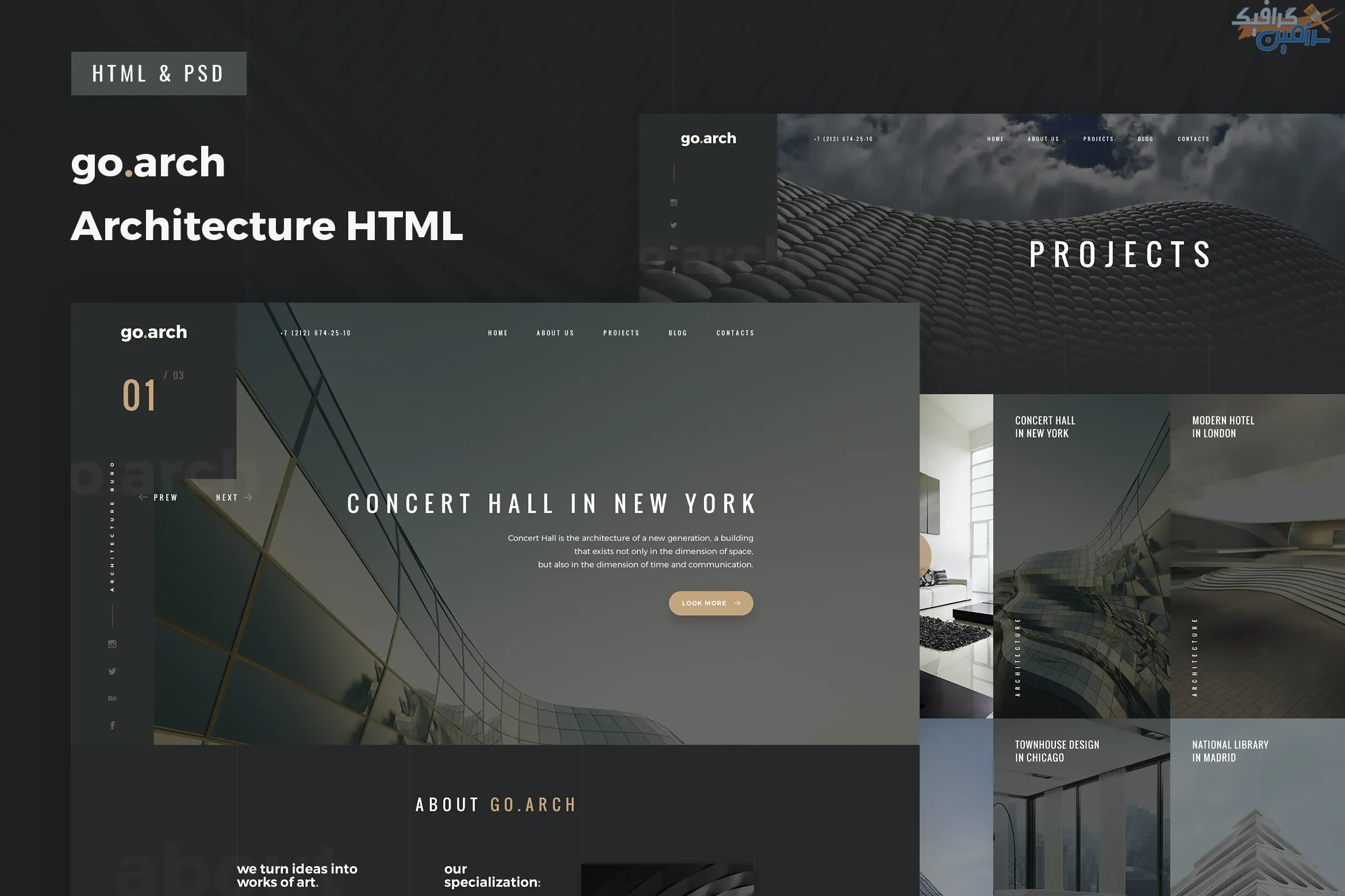 دانلود قالب سایت go.arch – قالب معماری و طراحی داخلی HTML